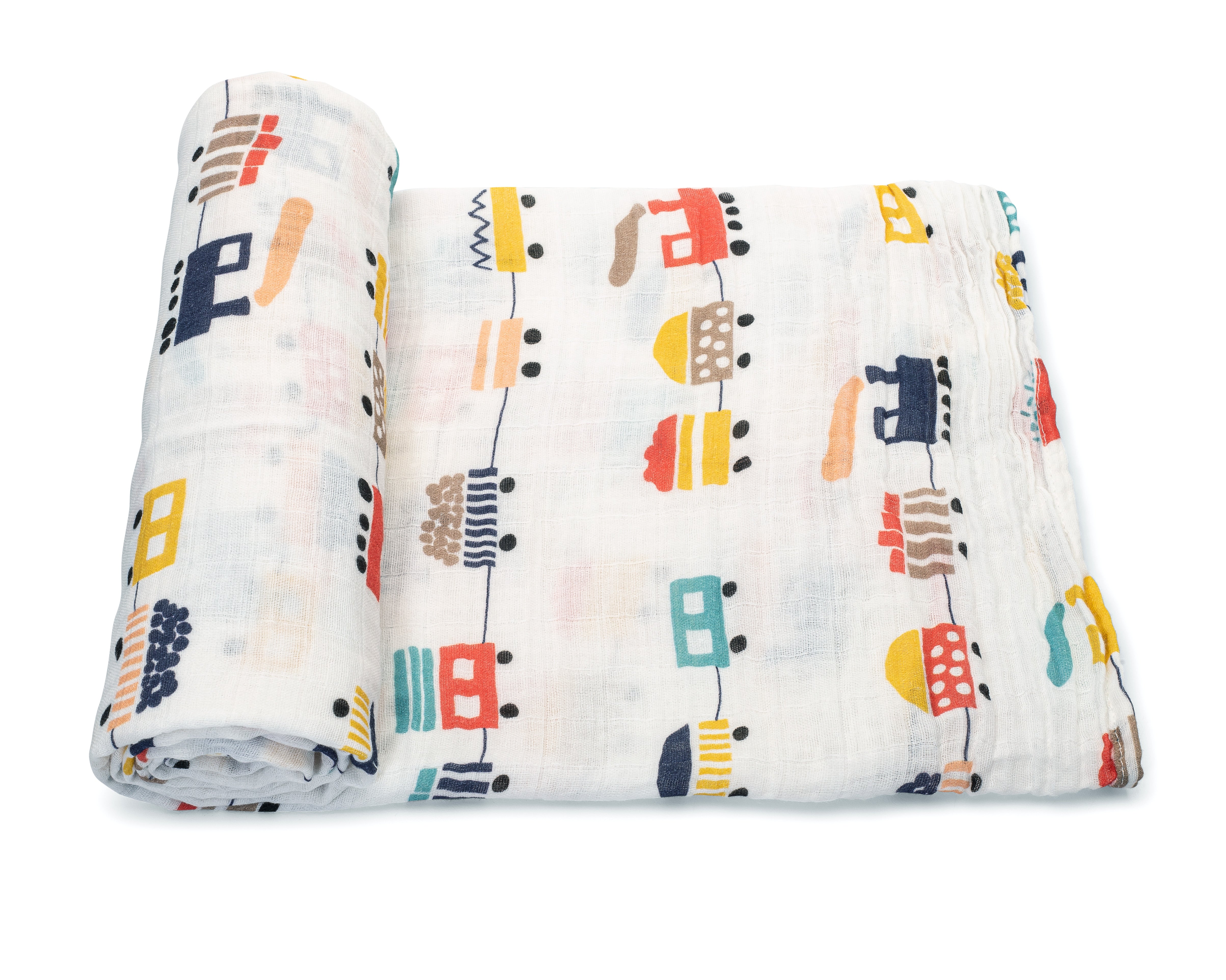 Muslin Swaddle Blanket Trains ADDISON BELLE