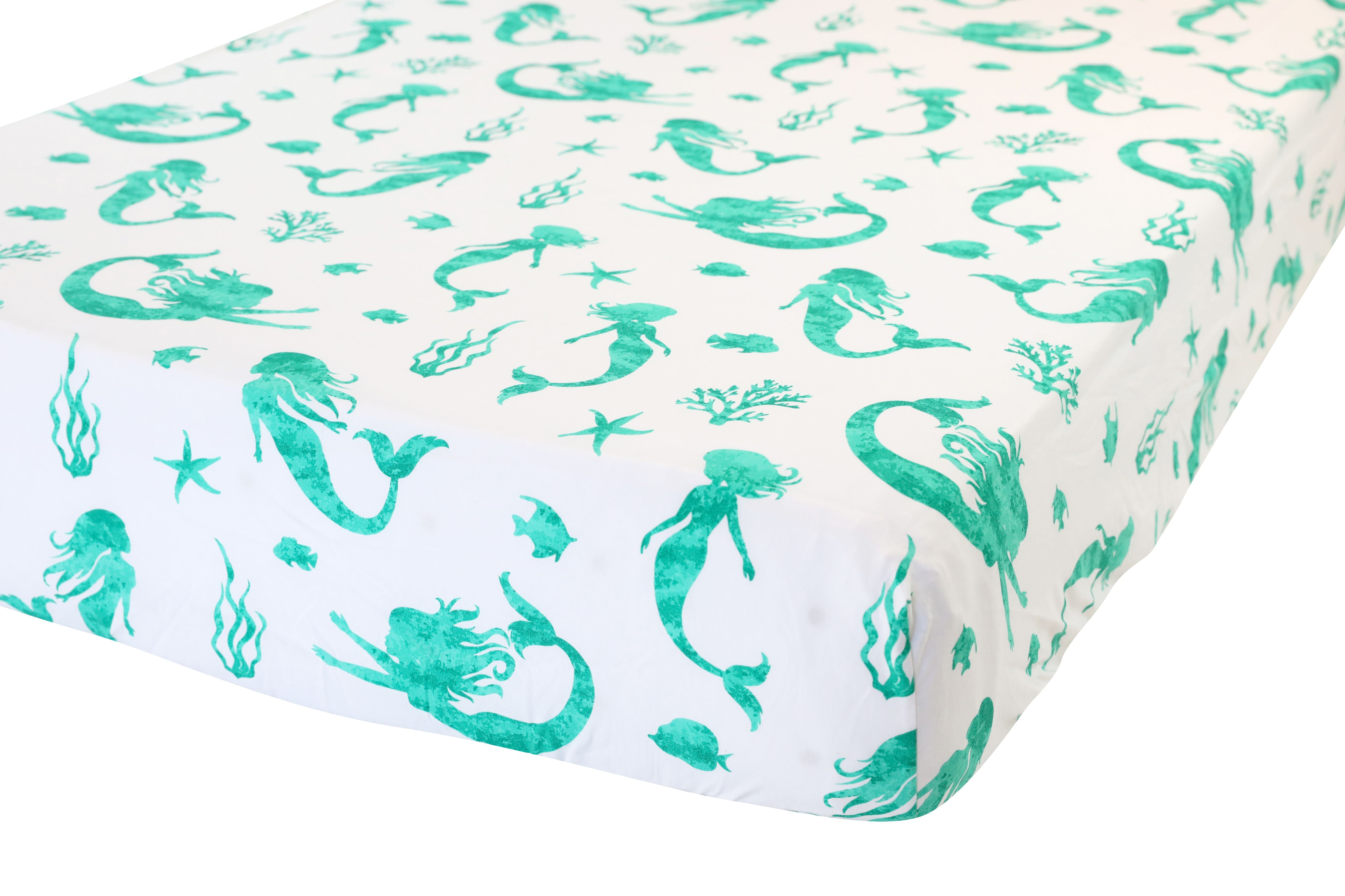 Mermaid fitted outlet crib sheet