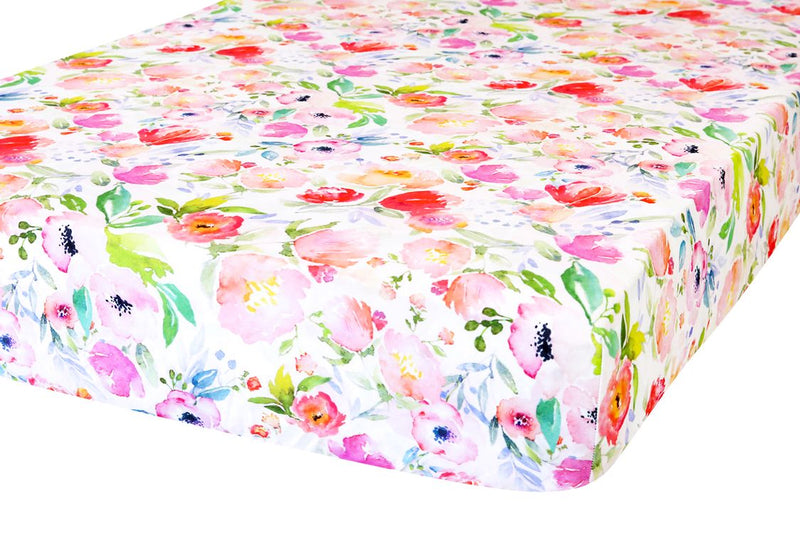 100% Cotton Fitted Crib Sheet - Watercolor Floral