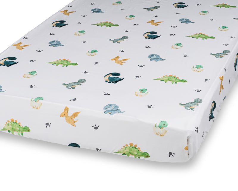 100% Cotton Fitted Crib Sheet - Dinosaur