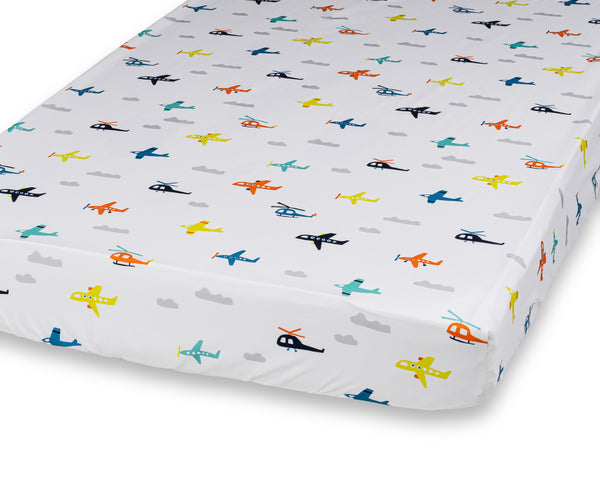 100% Cotton Fitted Crib Sheet - Airplanes