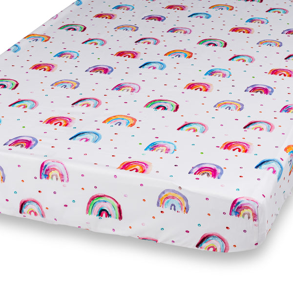 100 Cotton Fitted Crib Sheet Rainbows ADDISON BELLE