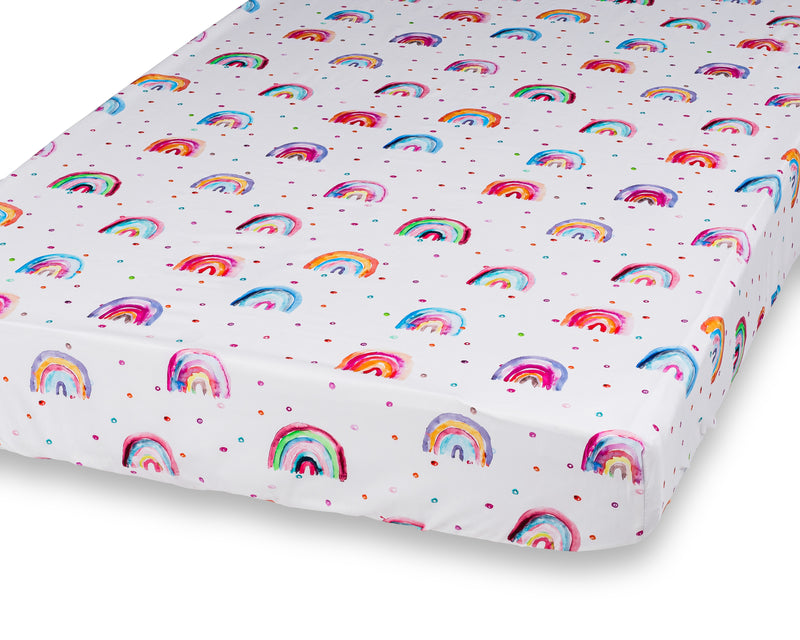 100% Cotton Fitted Crib Sheet - Rainbows