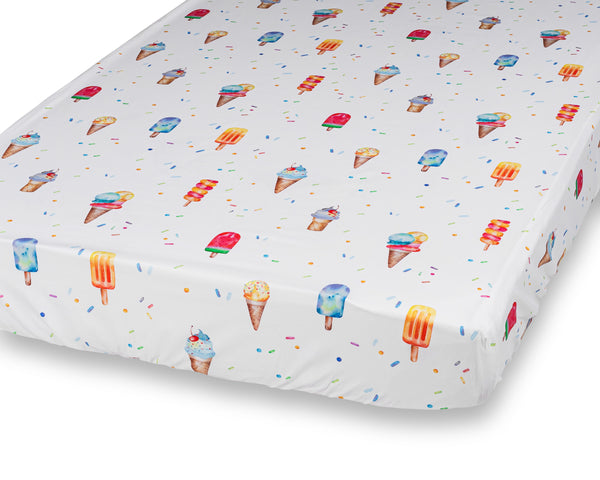 100% Cotton Fitted Crib Sheet - Ice Cream