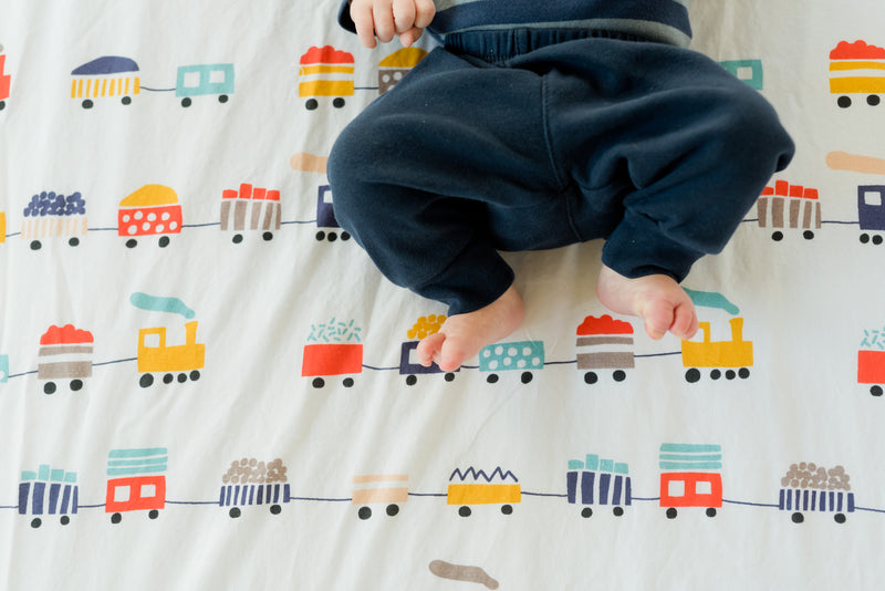100% Cotton Fitted Crib Sheet - Trains