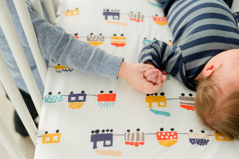 100% Cotton Fitted Crib Sheet - Trains
