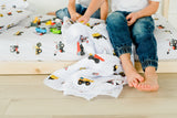 100% Cotton Fitted Crib Sheet - Construction Trucks
