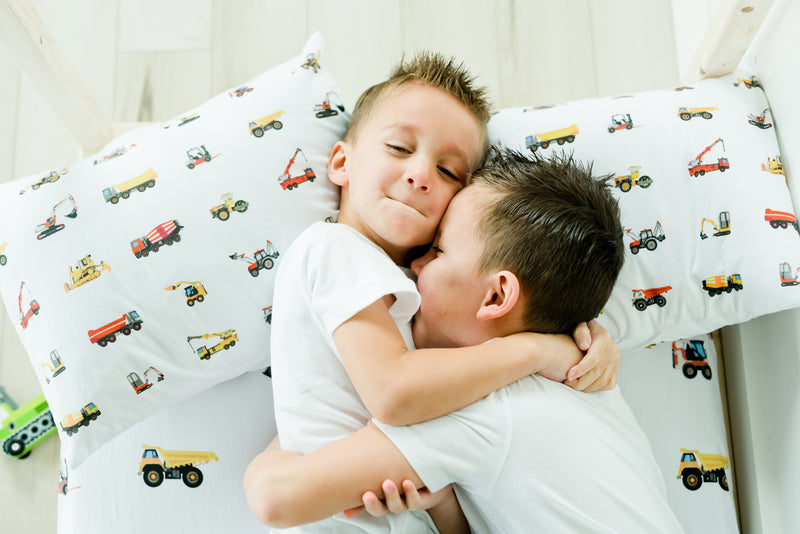 100% Cotton Toddler Pillowcase – Construction Trucks