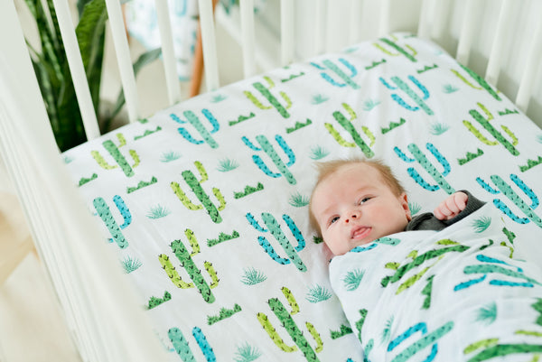 100% Cotton Fitted Crib Sheet - Cactus