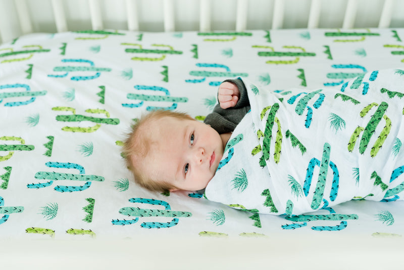 100% Cotton Fitted Crib Sheet - Cactus