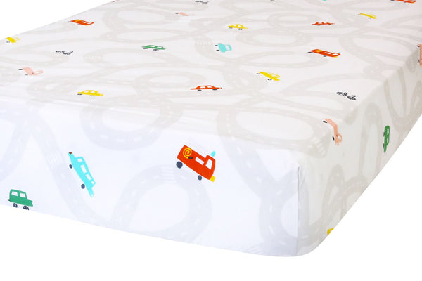 100% Cotton Fitted Crib Sheet - Cars