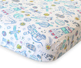 100% Cotton Fitted Crib Sheet - Space