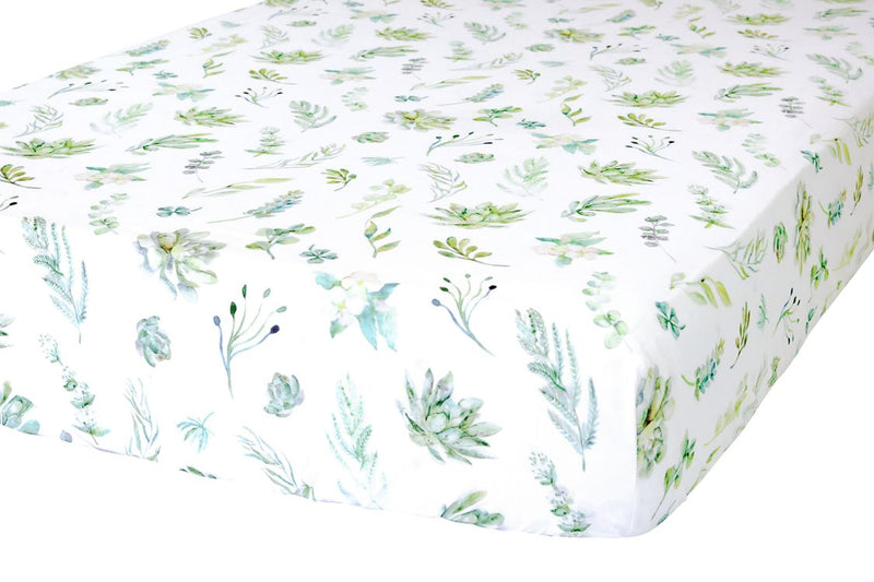 100% Cotton Fitted Crib Sheet - Succulents